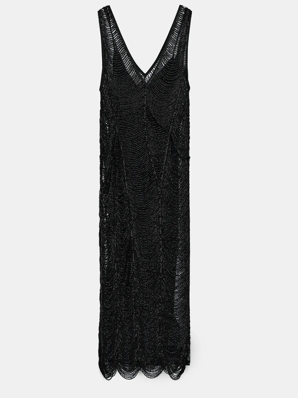 Zara NWT Black fully Beaded formal special occasion wedding guest Midi Dress